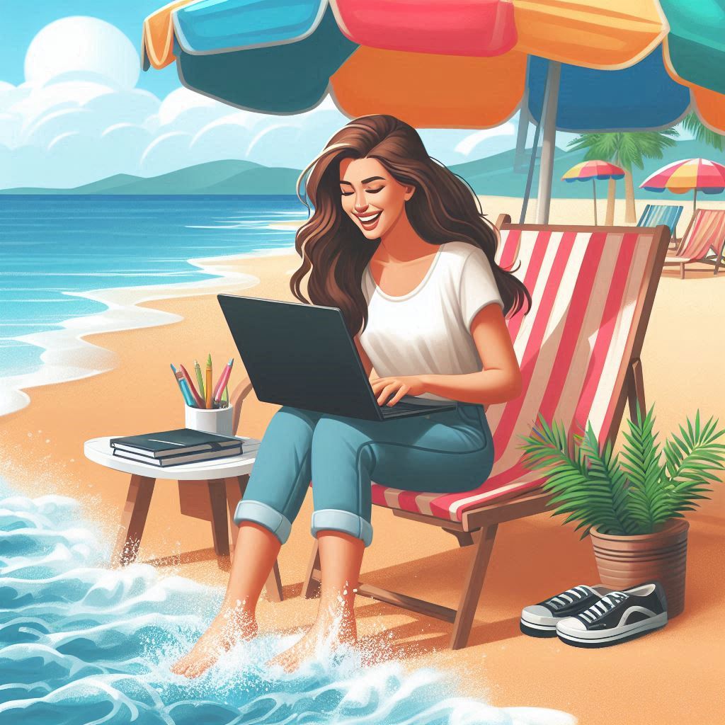 DA Univers graphiste - les bons réflexes communication de l'été 2024 - rester active sur la plage