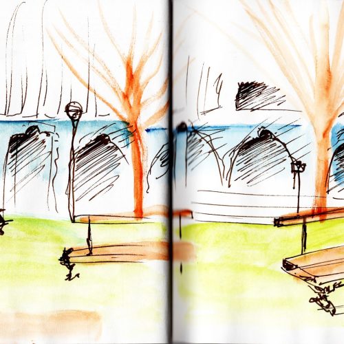 square parisienne illustration da univers